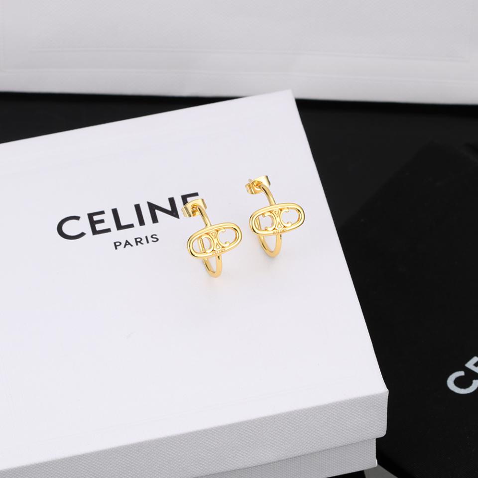 replica,repliche,fake,1:1,earrings,bracelet,ring,jewelry Orecchini Celine con texture spazzolata media
