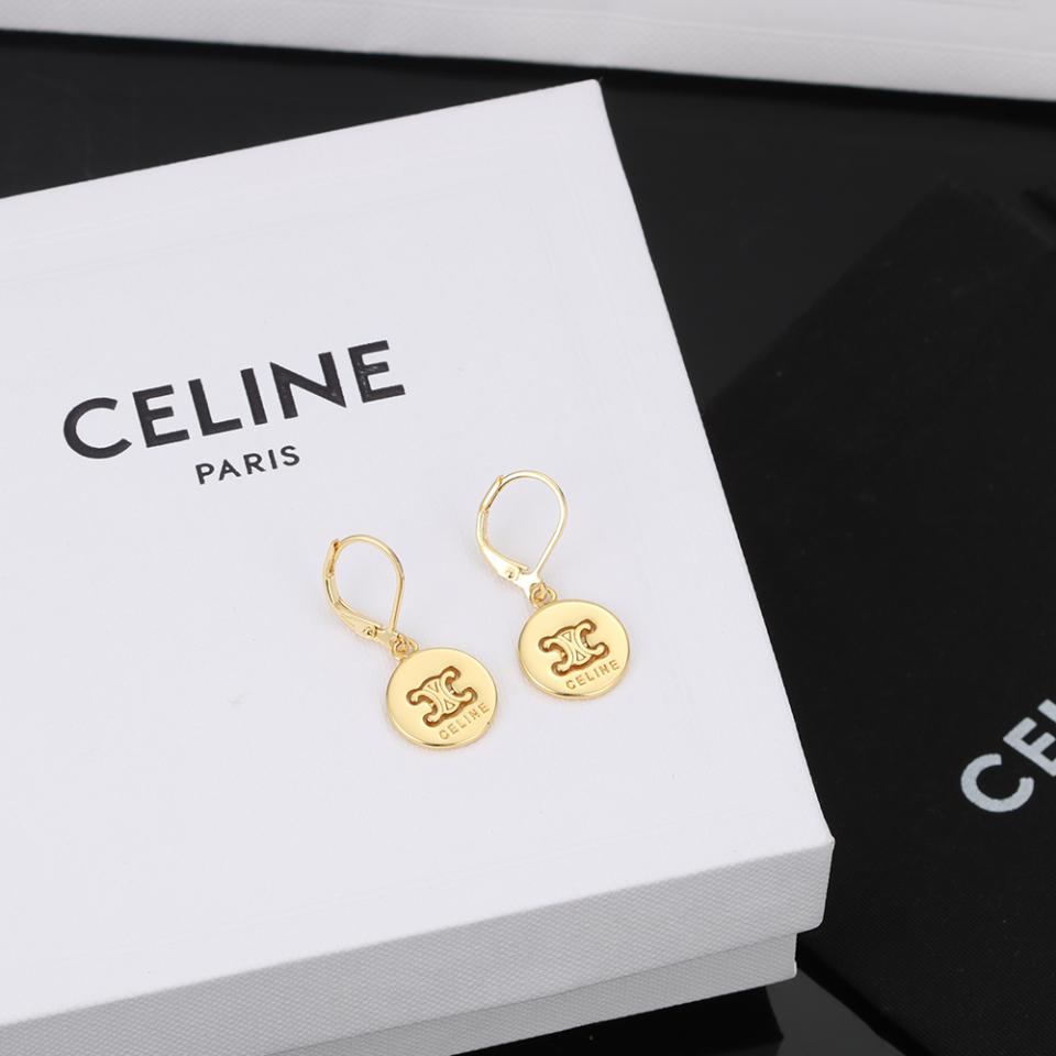 replica,repliche,fake,1:1,earrings,bracelet,ring,jewelry Orecchini rotondi Celine con trama medievale