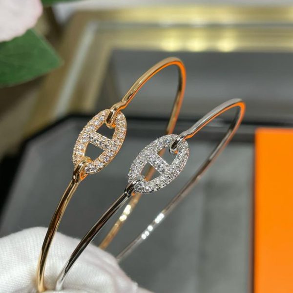 Bracciale Hermes con naso di maiale con diamanti