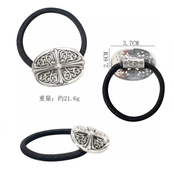 Corda/bracciale per capelli arabesco con croce di cuori cromati