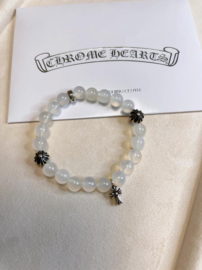 replica,repliche,fake,1:1,earrings,bracelet,ring,jewelry Bracciale in agata bianca con cuori cromati e perline in argento massiccio 925