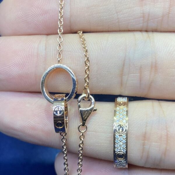 replica,repliche,fake,1:1,earrings,bracelet,ring,jewelry Bracciale classico LOVE a doppio anello di Cartier, anello per il respiro del bambino, pregevole fattura, vero oro 18k e veri diamanti (09BE)