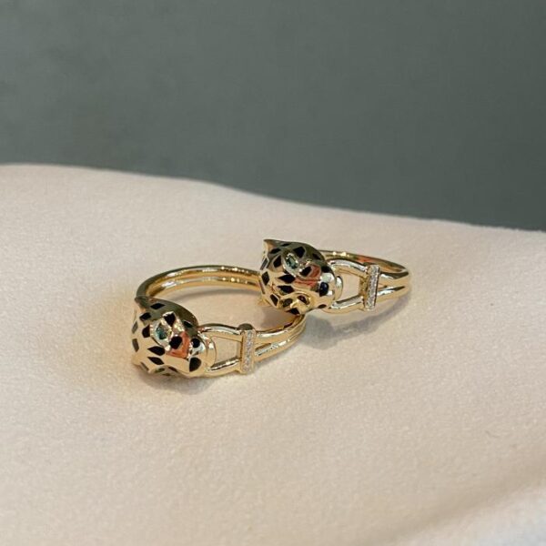 replica,repliche,fake,1:1,earrings,bracelet,ring,jewelry Anello Cartier K con ghepardo giallo in oro vero 18 carati e diamanti (E521)