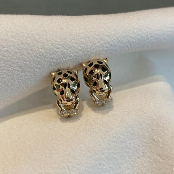 replica,repliche,fake,1:1,earrings,bracelet,ring,jewelry Orecchini a forma di ghepardo giallo Cartier K in stock in oro vero 18 carati e diamanti (7E1A)