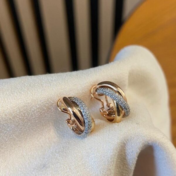 replica,repliche,fake,1:1,earrings,bracelet,ring,jewelry Orecchino Cartier tricolore in oro 18 carati con diamanti (0245)