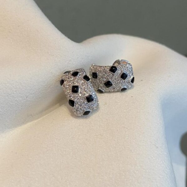replica,repliche,fake,1:1,earrings,bracelet,ring,jewelry Orecchini con stampa leopardata Cartier in stock in oro vero 18 carati e diamanti (39BA)
