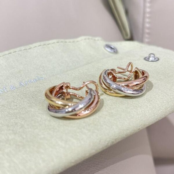 replica,repliche,fake,1:1,earrings,bracelet,ring,jewelry Orecchini tricolore a tre anelli Cartier in oro vero 18 carati realizzati su misura (4697)