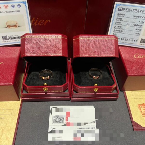 replica,repliche,fake,1:1,earrings,bracelet,ring,jewelry Consegna real shot Cartier versione ampia coppia anello (80C2)