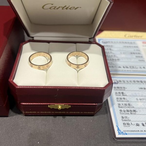 replica,repliche,fake,1:1,earrings,bracelet,ring,jewelry Foto di consegna reale degli anelli di coppia Cartier (FBE5)