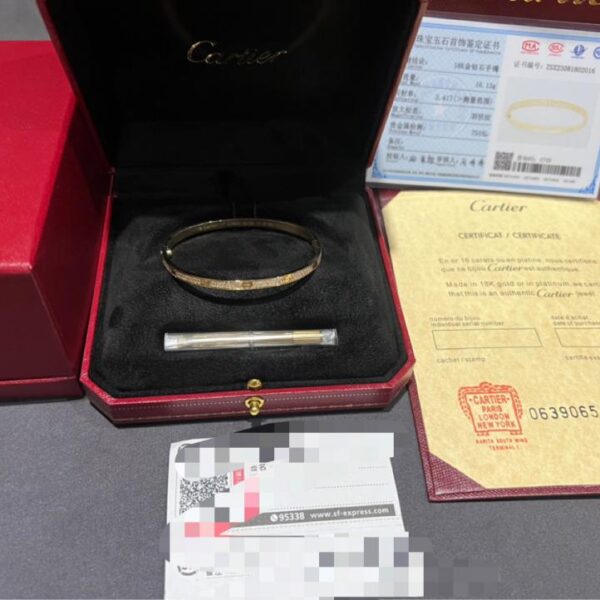 replica,repliche,fake,1:1,earrings,bracelet,ring,jewelry Consegna real shot Cartier versione stretta braccialetto respiro del bambino, colore oro 18 carati (4A68)