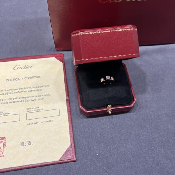 replica,repliche,fake,1:1,earrings,bracelet,ring,jewelry Foto reali della consegna, anello Cartier Love personalizzato in oro 18 carati con diamante principale (C34D)