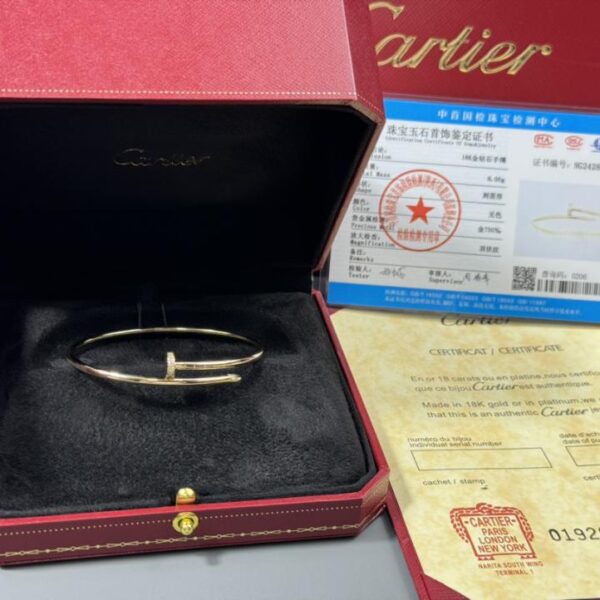 replica,repliche,fake,1:1,earrings,bracelet,ring,jewelry Foto reali della consegna, bracciale personalizzato Cartier a chiodo stretto in oro 18 carati, diamanti in testa e in coda, oro giallo (A177)