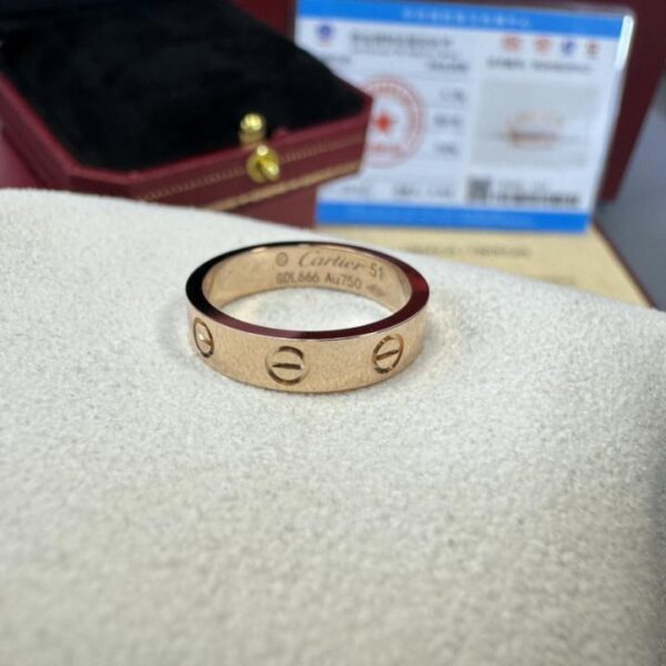 replica,repliche,fake,1:1,earrings,bracelet,ring,jewelry Consegna effettiva, anello personalizzato Cartier classico LOVE in oro 18 carati versione stretta senza diamanti (1E87)