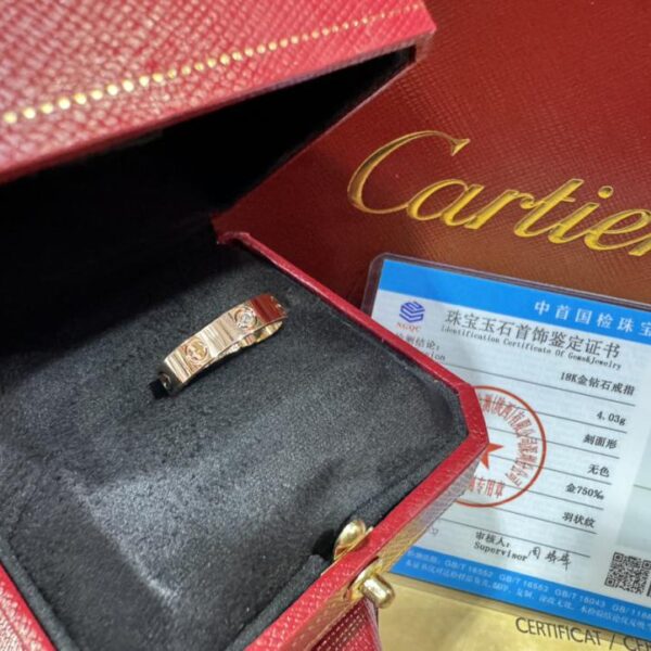 replica,repliche,fake,1:1,earrings,bracelet,ring,jewelry Consegna effettiva, oro 18 carati personalizzato, vero oro e veri diamanti, anello stretto con un diamante della serie LOVE di Cartier, classico in oro rosa, senza tempo (755D)