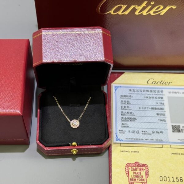 replica,repliche,fake,1:1,earrings,bracelet,ring,jewelry Foto reali della consegna, oro 18 carati personalizzato, oro vero e diamanti veri, collana Cartier D’AMOUR, oro rosa 18 carati, collana con pietra principale 18 punti piena di diamanti (80FF)