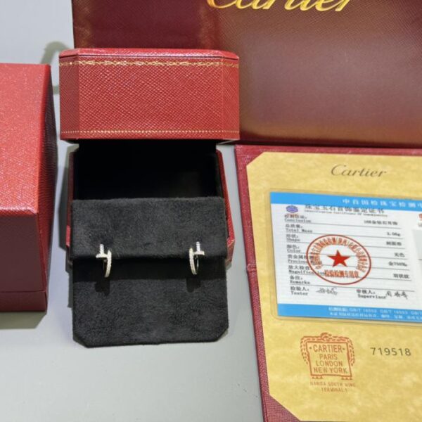 replica,repliche,fake,1:1,earrings,bracelet,ring,jewelry Consegna scatto vero, oro 18 carati su misura, oro vero e diamanti veri, orecchini Cartier JUSTE UN CLOU, oro bianco 18 carati, orecchini con chiodi pieni di diamanti (34A7)