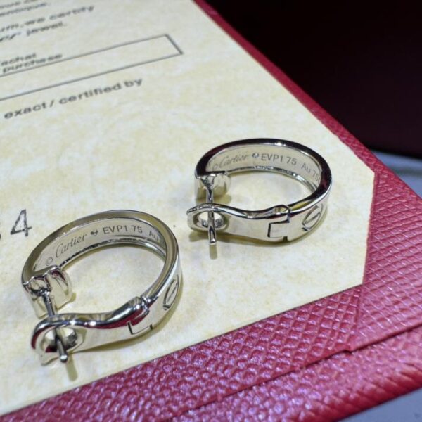 replica,repliche,fake,1:1,earrings,bracelet,ring,jewelry Consegna effettiva, oro 18 carati personalizzato, oro vero e diamanti veri, serie LOVE Cartier, versione ampia con orecchini di diamanti, oro bianco 18 carati (49D4)