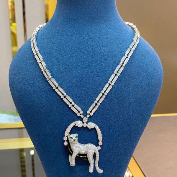replica,repliche,fake,1:1,earrings,bracelet,ring,jewelry Collana Cartier in oro vero 18 carati e diamanti (F2A7)