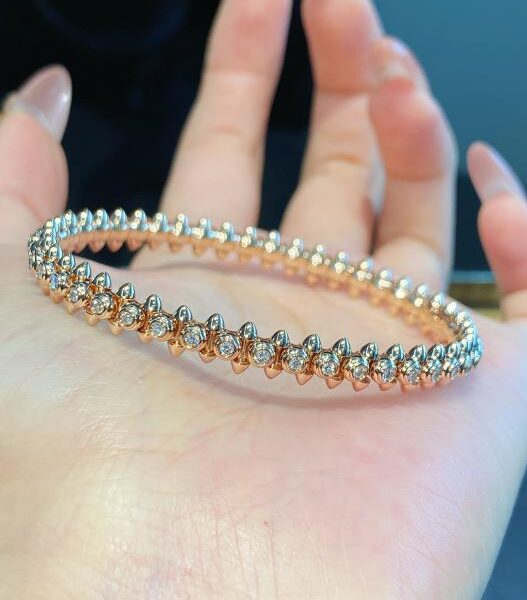 replica,repliche,fake,1:1,earrings,bracelet,ring,jewelry Vero colpo di vero oro 18k e vero diamante Cartier Liuding pieno di braccialetto di diamanti (1FD9)