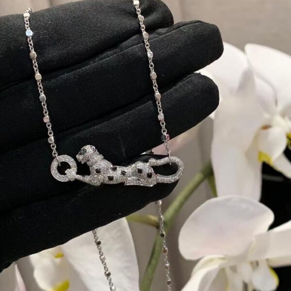 replica,repliche,fake,1:1,earrings,bracelet,ring,jewelry Collana con diamanti leopardati Cartier personalizzata (8A3D)