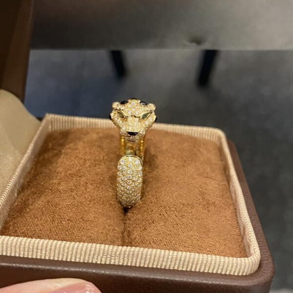 replica,repliche,fake,1:1,earrings,bracelet,ring,jewelry Anello leopardo maculato Cartier K giallo oro vero 18 carati e diamanti (2C06)