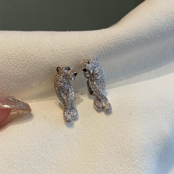 replica,repliche,fake,1:1,earrings,bracelet,ring,jewelry Oro vero 18 carati e veri diamanti Cartier Shy Leopard Ear Pattern pieno di diamanti (A05A)
