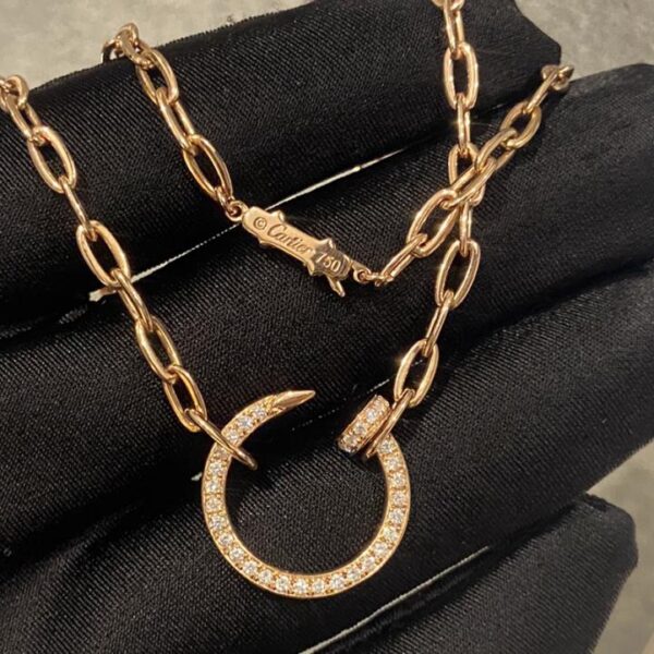 replica,repliche,fake,1:1,earrings,bracelet,ring,jewelry Collana con unghie personalizzata Cartier in vero oro 18k e diamanti in stock (A145)