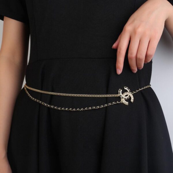 Chanel nuova catena in vita con doppia C in pelle di agnello (9EE1)
